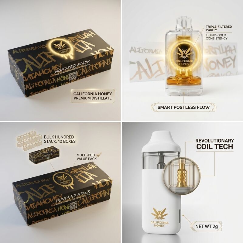 Hexagonal Angular Body California Honey Vape Disposable Vape Pen with 2.0ml Visible Tank and 280mAh Battery