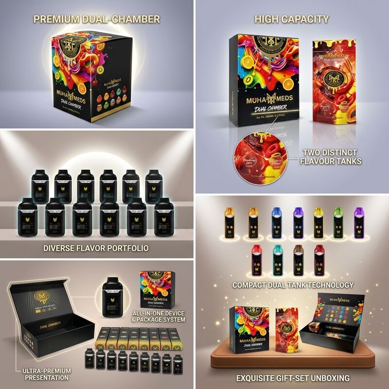 Nicotine Free Dual Flavor Disposable Vape Device with Independent Coils Paired-Airway Dual Chamber Vape