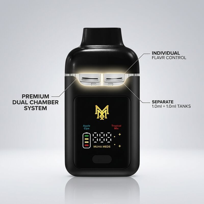 Adjustable Airflow Muha Meds Vape Disposable Vape Device with Type-C Charging and Postless Twin Chamber Design