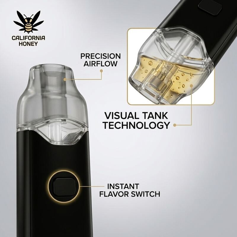 Refined Preheat Vape Cartridge with Two Flavor Chambers and Clear Oil Window Disposable Vape Pen