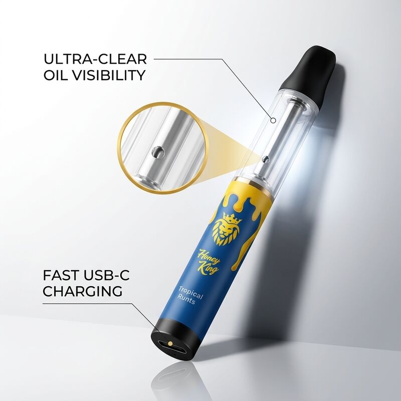 850mAh Disposable Vape Honey King Vape 600 Puffs Mini Vape Mod with Central Airflow Window